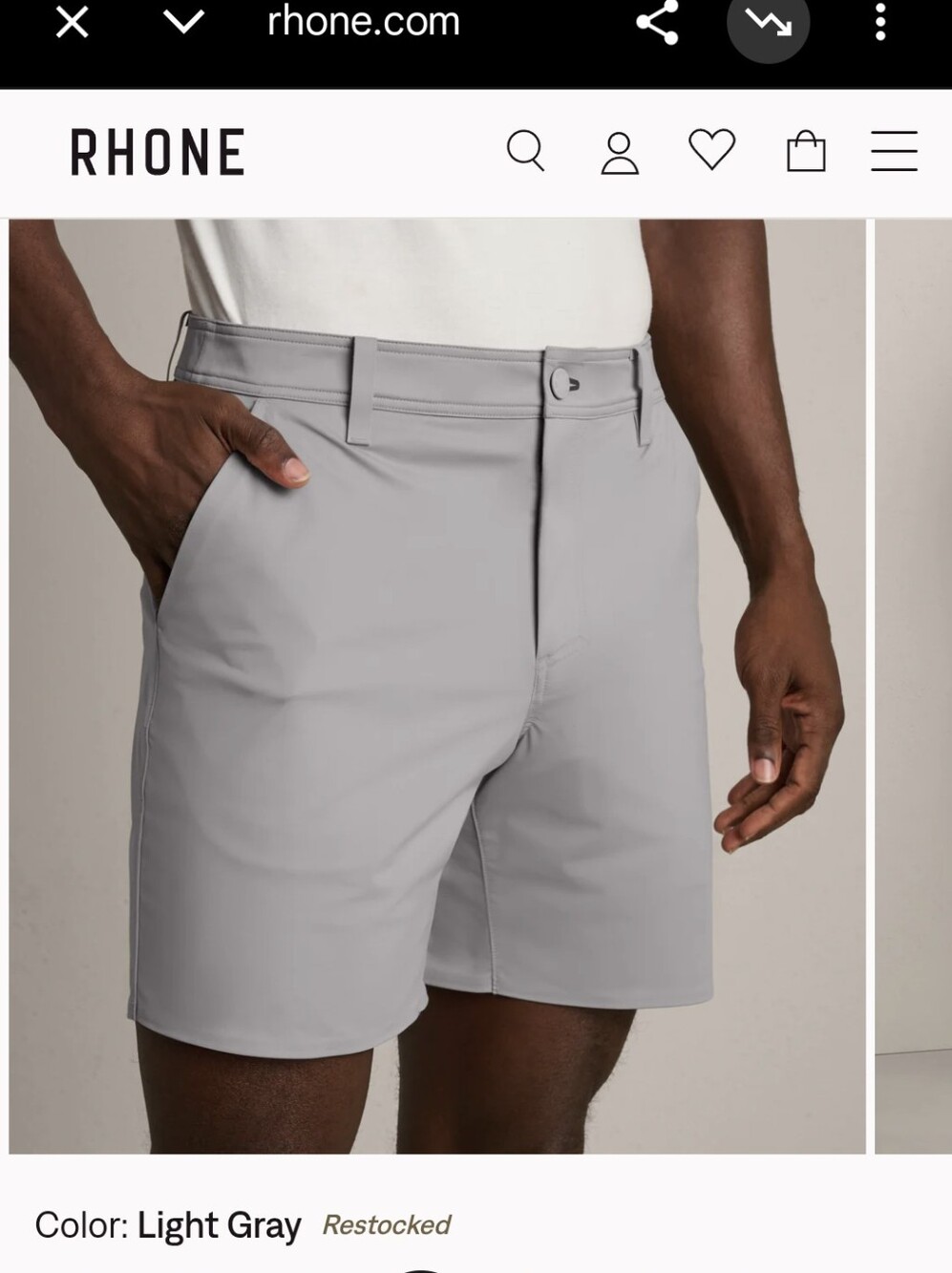 RHONE Light Gray Commuter Shorts